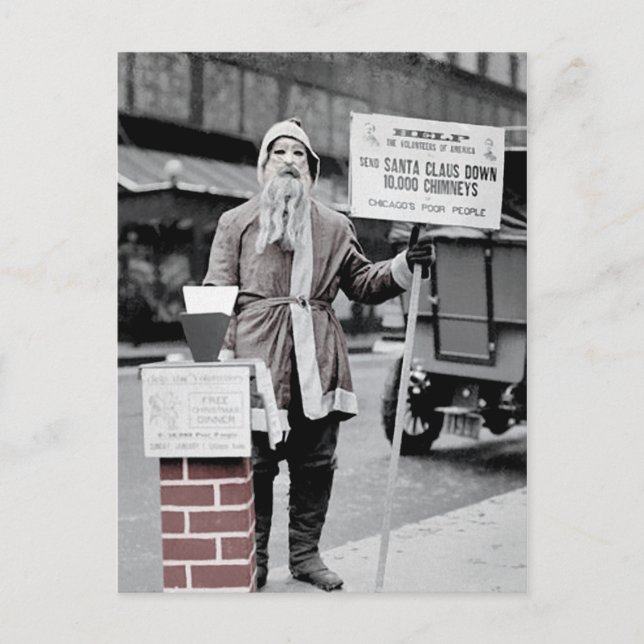 Vintage Creepy Santa Christmas Postcard (Front)