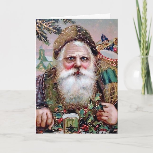 Vintage Creepy Santa Holiday Card (Front)