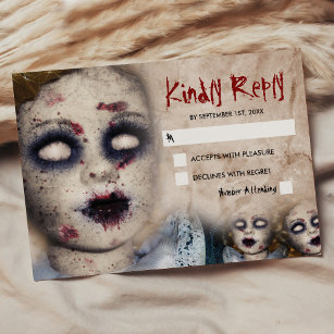 Vintage Creepy Zombie Doll Halloween RSVP