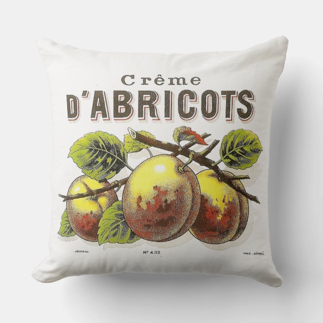 Vintage Creme d'Abricots Ad Cushion (Front)