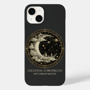 Vintage Crescent Moon with Clouds, Retro Victorian Case-Mate iPhone 14 Case
