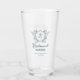 Vintage Crest Floral Bridesmaid Glass