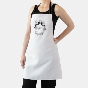 Vintage Crest Monogram Coquette Bow Name Initials Apron