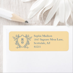 Vintage Crest Monogram Wedding Return Address