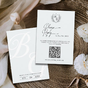 Vintage crest online wedding Attendance QR code RSVP Card