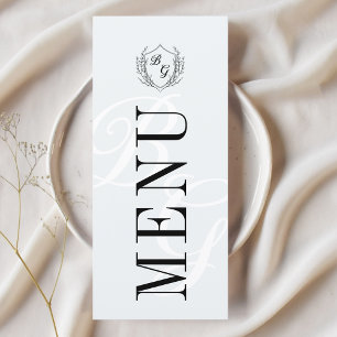 Vintage Crest Oversized Elegant Monogram Wedding Menu