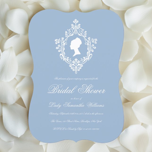 Vintage Crest Powder Blue Regency Bridal Shower Invitation (Creator Uploaded)