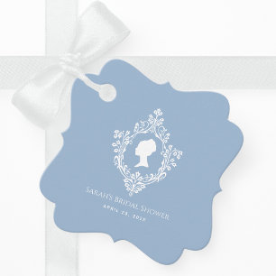 Vintage Crest Regency Powder Blue Bridal Shower Favour Tags