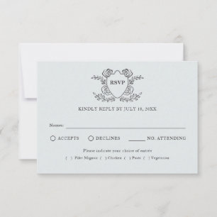 Vintage Crest Script Traditional Wedding RSVP Card