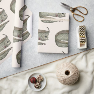 Vintage Crested Oarfish Fish, Marine Aquatic Life Wrapping Paper