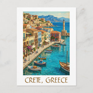 Vintage Crete Greece Mediterranean Travel Scenery Postcard