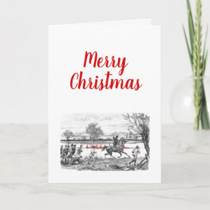 Vintage Crew Red Rowers Spectator on Horseback Holiday Card