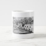 Vintage Crew Rowers in boat at the dock Large Coffee Mug<br><div class="desc">Antique Stylised Image of Crew Rowers at the dock ===========

Elegant,  stylish and chic customisable party and celebration invitations and accessories featuring a vintage stylised drawing of rowers in their boat by the dock. 

2021 ©ItsMyPartyDesigns All rights reserved</div>