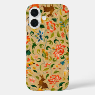 Vintage Crewel Animal Embroidery: Antique Tapestry iPhone 16 Case