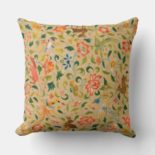 Vintage Crewel Animal Embroidery: Antique Tapestry Cushion