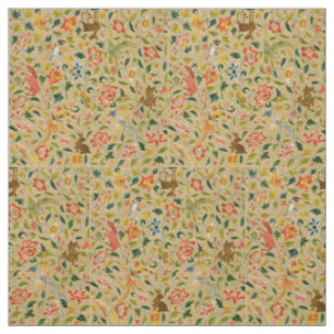 Vintage Crewel Animal Embroidery: Antique Tapestry Fabric