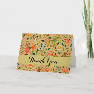 Vintage Crewel Animal Embroidery: Antique Tapestry Thank You Card