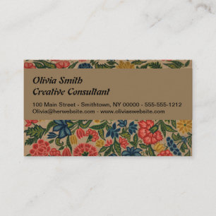 Vintage Crewel Floral Embroidery Pattern Business Card
