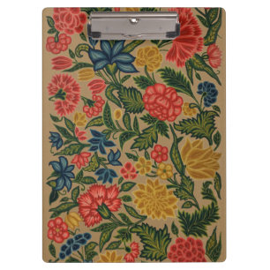 Vintage Crewel Floral Embroidery Pattern Clipboard