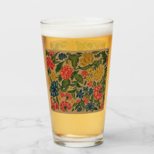 Vintage Crewel Floral Embroidery Pattern Glass