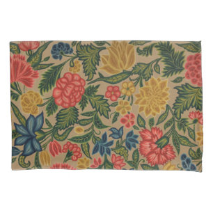 Vintage Crewel Floral Embroidery Pattern Pillowcase
