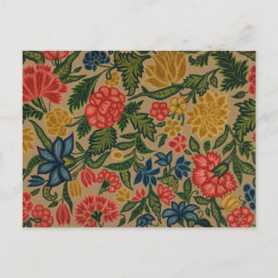 Vintage Crewel Floral Embroidery Pattern Postcard