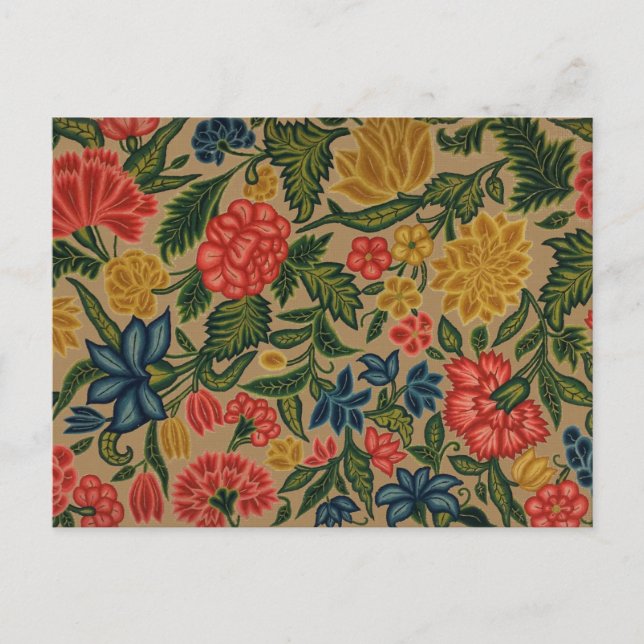 Vintage Crewel Floral Embroidery Pattern Postcard (Front)