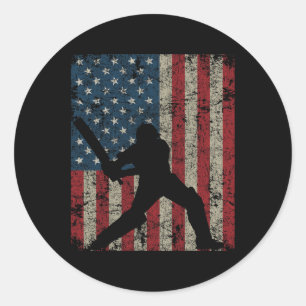 Vintage Cricket American Flag 4th Of July Patrioti Classic Round Sticker
