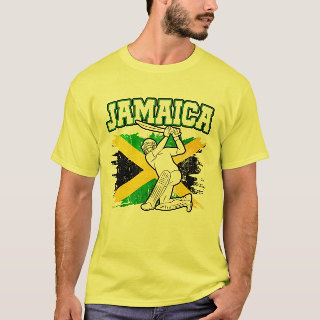 Vintage Cricket Jamaica Flag Jamaican T-Shirt (Front)