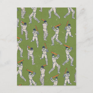 Vintage Cricket pattern Postcard