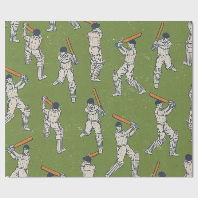 Vintage Cricket pattern Wrapping Paper (Flat)