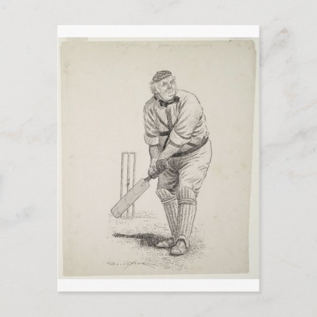 Vintage cricket player postcard (Front)