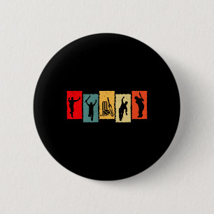 Vintage Cricketer Tter Bowler Retro 6 Cm Round Badge