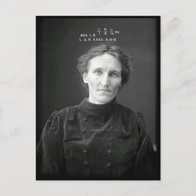 Vintage Crime Criminal Black & White Mugshot Photo Postcard (Front)