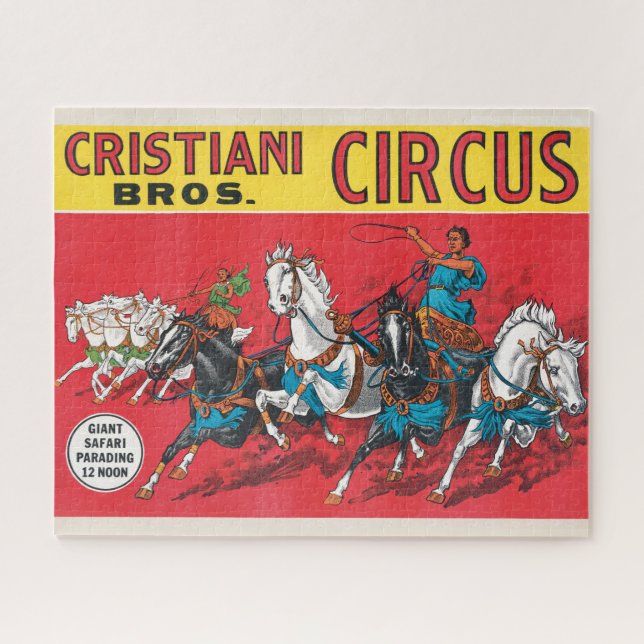 Vintage Cristiani Brothers Circus Poster Jigsaw Puzzle (Horizontal)