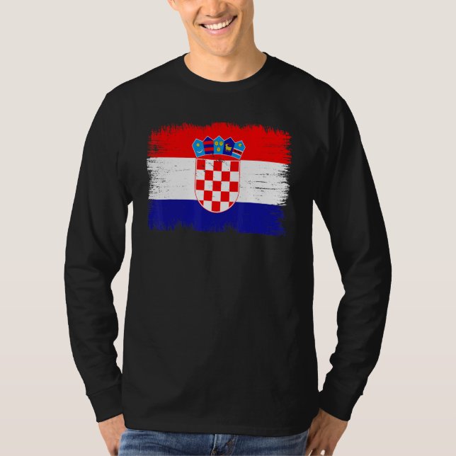 Vintage Croatia Flag Croatian Independence Day T-Shirt (Front)