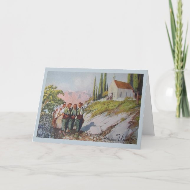 Vintage Croatian Sretan Uskrs Easter Greeting Card (Front)