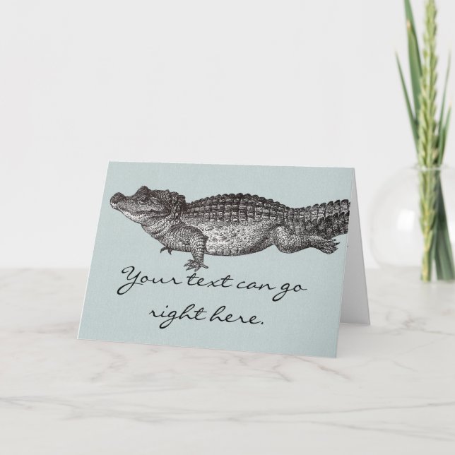 Vintage Crocodile Greeting Card (Front)