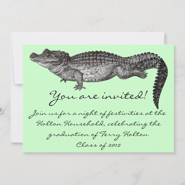 Vintage Crocodile Invitations (Front)