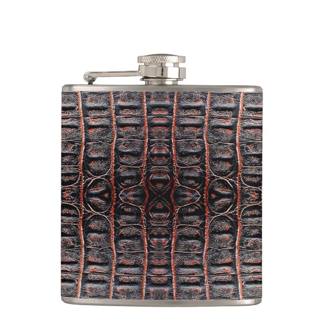 Vintage crocodile skin hip flask (Front)