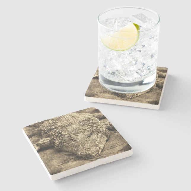 Vintage Crocodile Stone Coaster (Side)