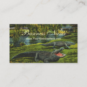 Vintage Crocodiles, Marine Life Reptiles Animals Business Card