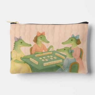 Vintage Crocodiles Playing Mahjong Accessory Pouch