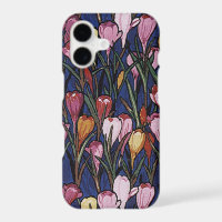 Vintage Crocus Flowers in a Garden, Floral Pattern