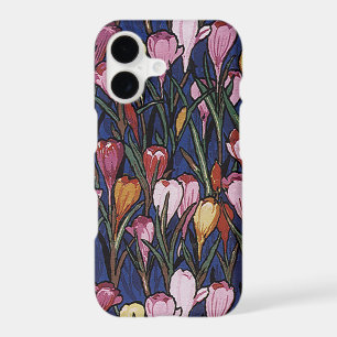 Vintage Crocus Flowers in a Garden, Floral Pattern
