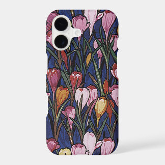 Vintage Crocus Flowers in a Garden, Floral Pattern