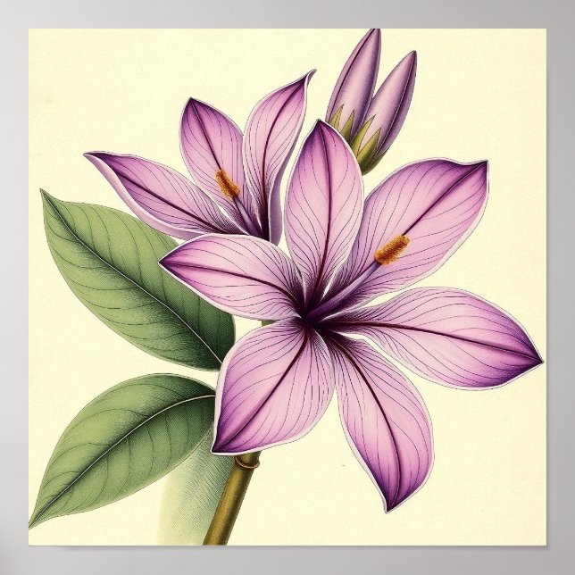 Vintage Crocus on Weathered Paper Poster (Front)