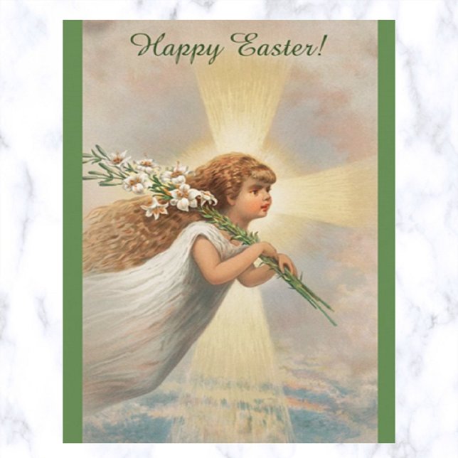 Vintage Cross and Angel Carrying Lilies  Postcard (Creator Uploaded)
