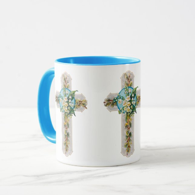 Vintage Cross and Flowers  Mug (Front Left)