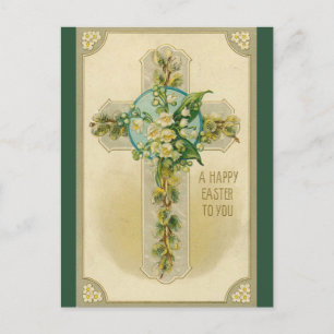 Vintage Cross and Lily of the Valley Easter Postcard